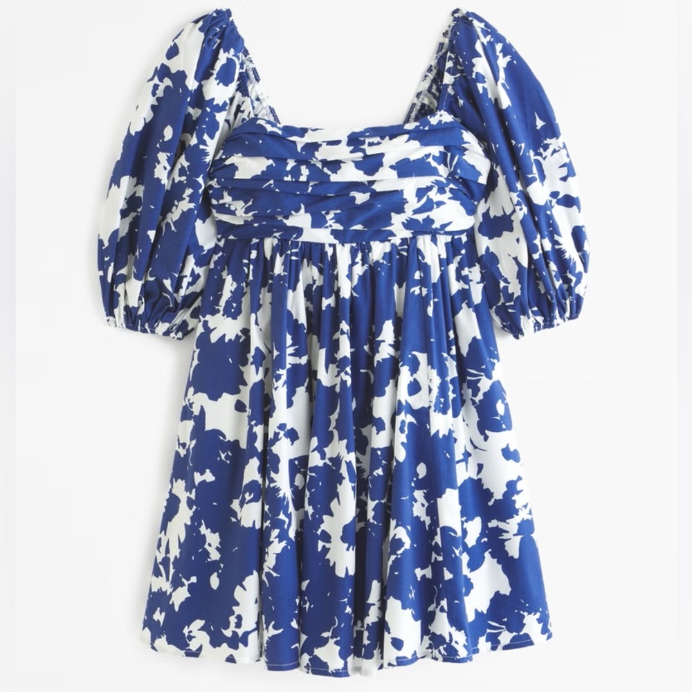 NWT Abercrombie & Fitch Emerson Poplin Puff Sleeve Mini Dress Size SP